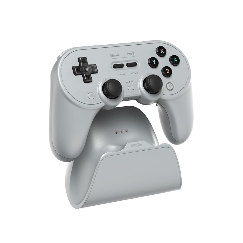 8Bitdo وحدة تحكم بلوتوث Pro 3 مع أزرار ABXY قابلة للتبديل، عصي TMR، زناد تأثير هول، أزرار خلفية احترافية، قاعدة شحن، لجهاز Switch/Switch 2، ويندوز، أبل، SteamOS، أندرويد - رمادي - Image 1